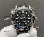 Swiss Replica Omega Seamaster No Date Black Wave Dial Rubber Strap 8806 Movement Watch 